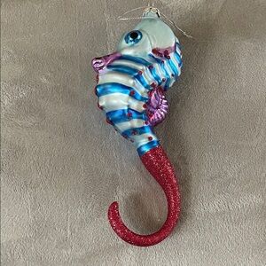Glass Blown Colorful Seahorse Fish Ornament